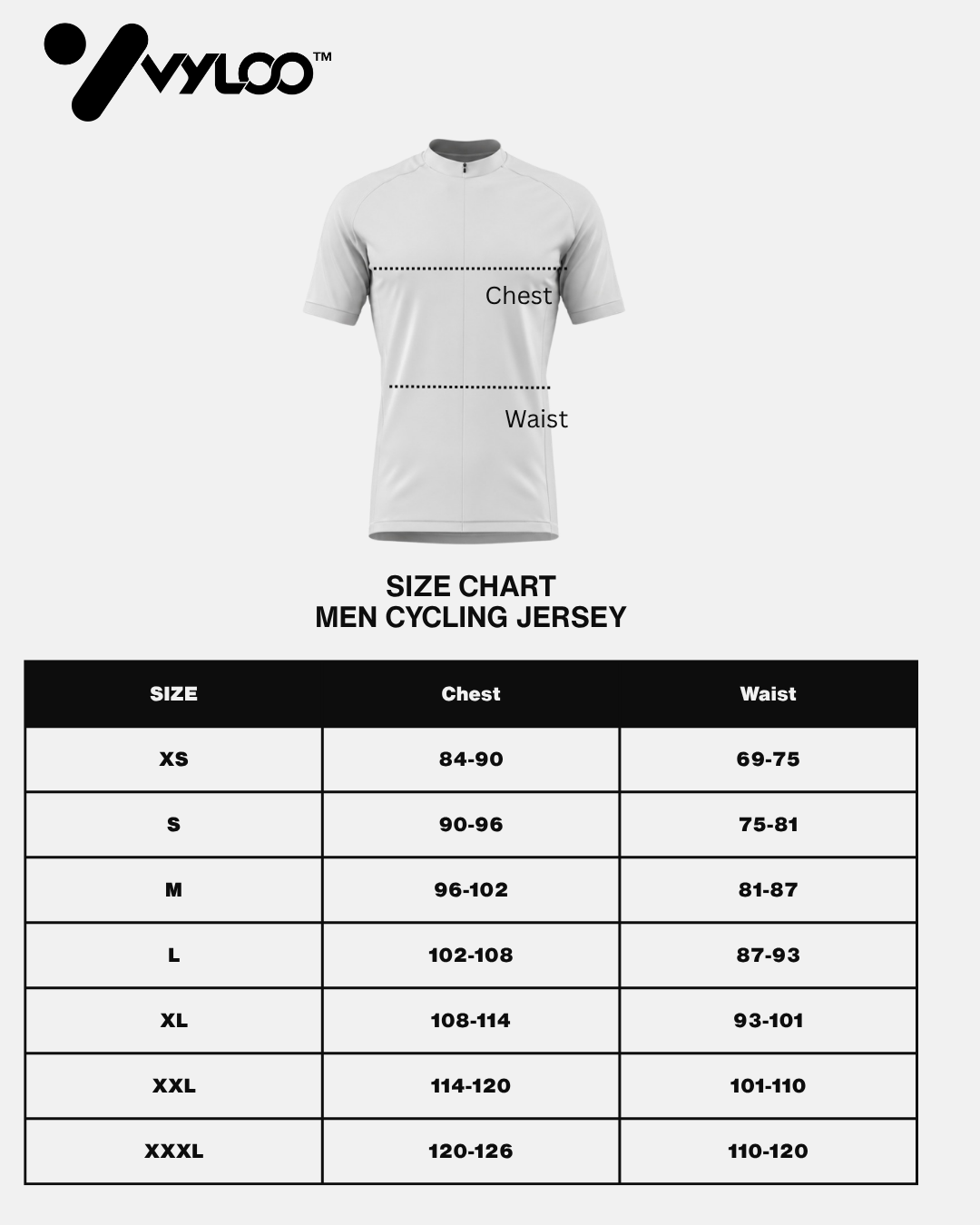 Size chart men cycling